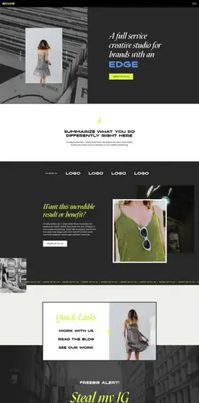 Dark creative studio website template mockup